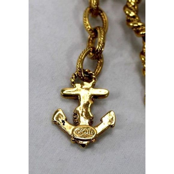 Vintage Nautical Theme Anchor Gold Tone Necklace GKJL approx 19.5" Long - Picture 5 of 8